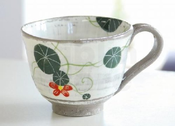 Photo10: Shigaraki pottery Japanese tea mug coffee cup flower painted 300ml