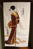 Photo4: Noren CSMO Japanese door curtain shamisen ukiyoe bijin woman 85 x 150cm