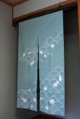 Photo8: Kyoto Noren SB Japanese batik door curtain Nami Wave green 85cm x 150cm