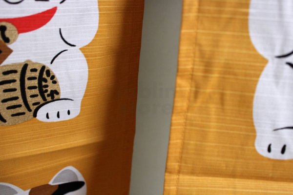 Photo5: Noren CSMO Japanese door curtain Shichifuku-neko yellow 85 x 90cm