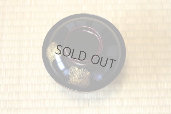 Photo5: Japanese Echizen Urushi lacquer soup bowl wan black chinkin matsu w/ lid D13.8cm