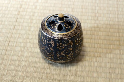 Other Images1: Kutani Porcelain Japanese incense burner koro aochibu tessen H 11cm