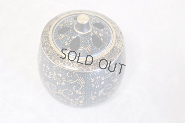 Photo5: Kutani Porcelain Japanese incense burner koro aochibu tessen H 11cm