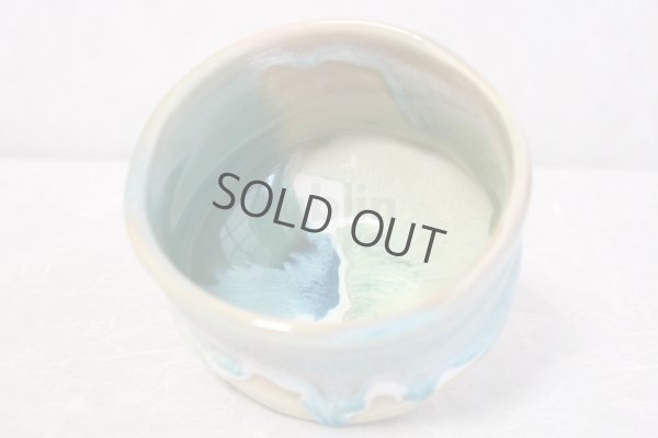 Photo5: Mino ware pottery Japanese tea ceremony bowl Matcha chawan Kiseto light blue
