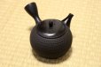 Photo1: Tokoname Japanese tea pot kyusu Gyokko pottery tea strainer black dei ma 300ml (1)