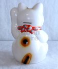 Photo6: Japanese Lucky Cat Tokoname YT Porcelain Maneki Neko ooiri left hand H33cm