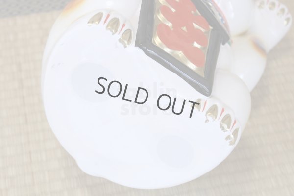 Photo9: Japanese Lucky Cat Tokoname YT Porcelain Maneki Neko ooiri left hand H33cm