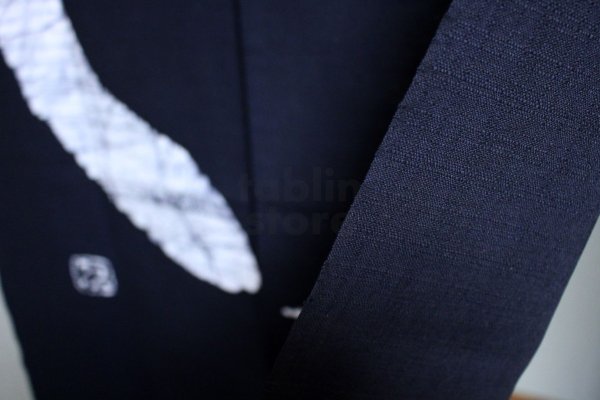 Photo6: Kyoto Noren SB Japanese batik door curtain En Enso Circle kuro Black 85cm x 150cm