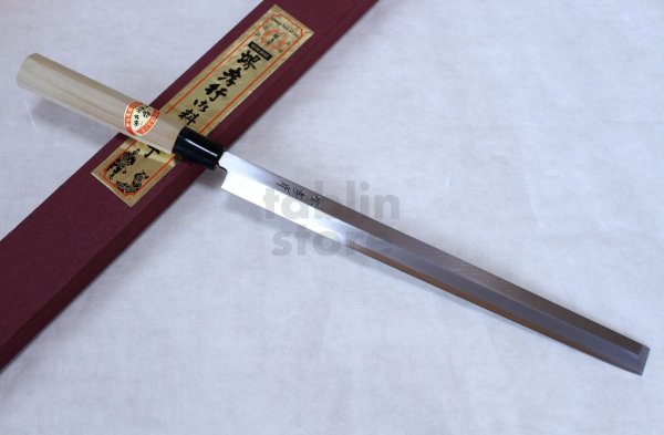 Photo1: SAKAI TAKAYUKI Japanese knife Kasumitogi Yasuki white steel Tako hiki Sashimi