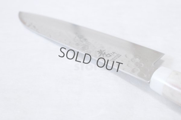 Photo8: SAKAI TAKAYUKI Japanese knife Damascus 45-layers Santoku Deer horn handle 180mm