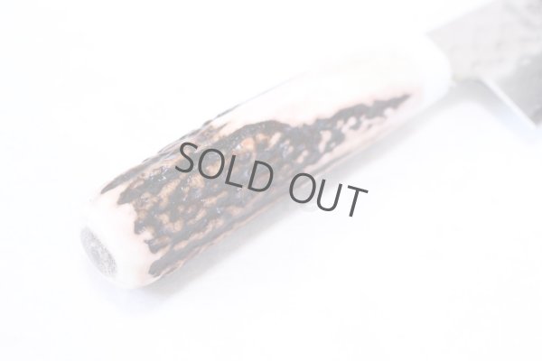 Photo5: SAKAI TAKAYUKI Japanese knife Damascus 45-layers Santoku Deer horn handle 180mm