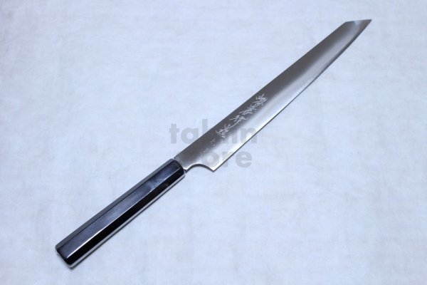 Photo2: SAKAI TAKAYUKI Ginsan Ebony wood handle Japanese knife Silver-3 steel sashimi Kengata Kiritsuke