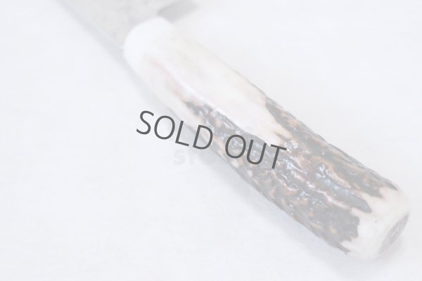 Photo6: SAKAI TAKAYUKI Japanese knife Damascus 45-layers Santoku Deer horn handle 180mm