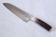 Photo3: SAKAI TAKAYUKI Japanese knife Damascus 45-layers Santoku Deer horn handle 180mm