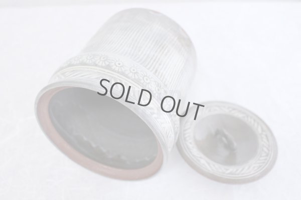 Photo4: Kiyomizu Kyoto porcelain Japanese tea ceremony water jar Mishima gray mizusashi