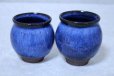 Photo4: Hagi yaki ware Japanese tea cups pottery watatumi daruma blue yunomi set of 2