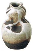 Photo1: Shigaraki pottery MG Japanese wall-hanging vase white glaze nagashi H13cm (1)