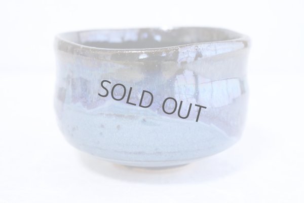 Photo1: Mino ware pottery Japanese tea ceremony bowl Matcha chawan blue namako ao tsutsu