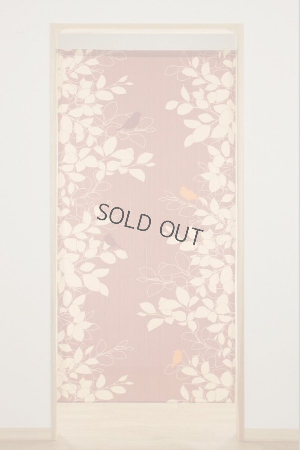 Photo3: Noren Japanese Curtain Doorway NM bird leaf 85 x 170cm