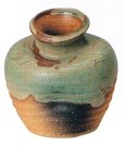 Photo1: Shigaraki pottery MG Japanese wall-hanging vase nagashi uzukumaru H10.5cm (1)