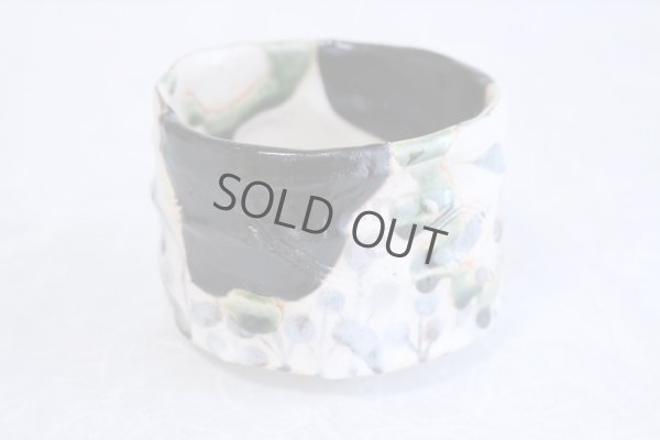 Photo4: Mino Japanese pottery matcha tea bowl chawan Oribe hanamon set of 2 w/woodbox 