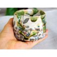 Photo11: Mino Japanese pottery matcha tea bowl chawan Oribe hanamon set of 2 w/woodbox 