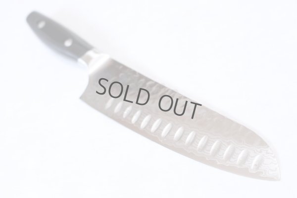 Photo8: Yaxell YO-U VG-10 37 layer Damascus dimple blade Japanese Santoku knife 180mm