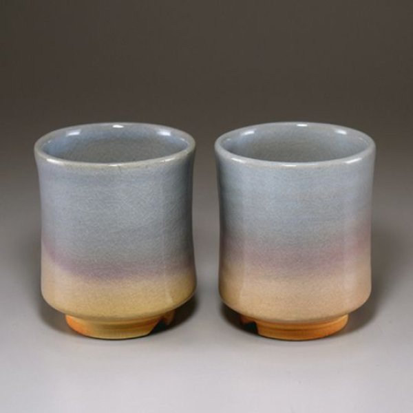 Photo5: Hagi ware Senryuzan climbing kiln Japanese tea cups yunomi gradation set of 2
