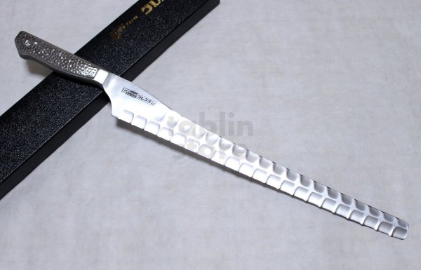 Photo1: Glestain all stainless Japanese knife dimple blade Salmon Slicer any size