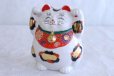 Photo3: Japanese Lucky Cat Kutani Porcelain Maneki Neko yonhachi kinmike H 14.5cm 
