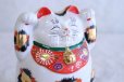 Photo1: Japanese Lucky Cat Kutani Porcelain Maneki Neko yonhachi kinmike H 14.5cm  (1)