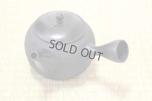 Photo1: Tokoname Japanese tea pot kyusu Gyokko pottery tea strainer black dei L 500ml