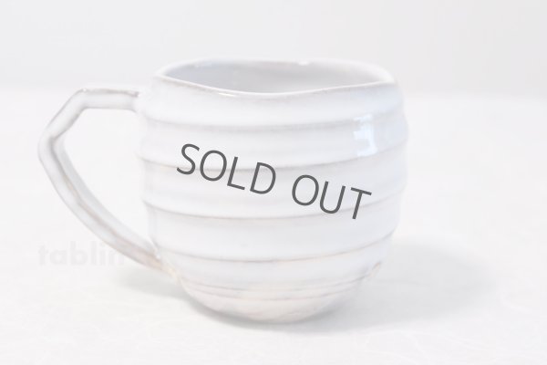 Photo4: Hagi yaki ware Japanese pottery mug coffee cup go white glaze keiichiro 340ml
