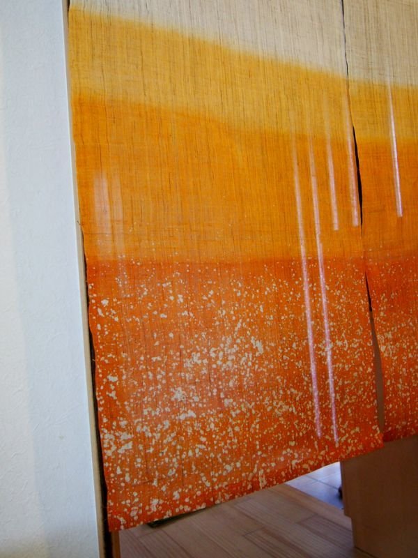Photo3: Kyoto Noren SB Japanese batik door curtain snowstorm karashi gradation 86 x 150cm