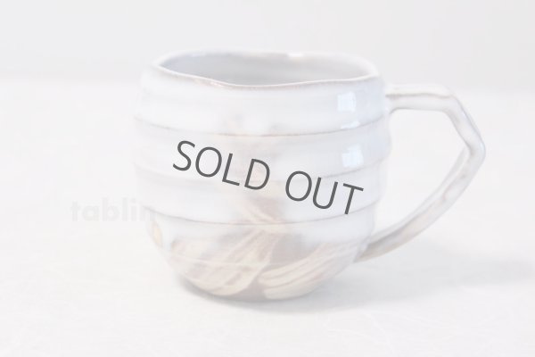 Photo1: Hagi yaki ware Japanese pottery mug coffee cup go white glaze keiichiro 340ml