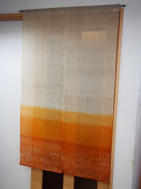 Photo2: Kyoto Noren SB Japanese batik door curtain snowstorm karashi gradation 86 x 150cm