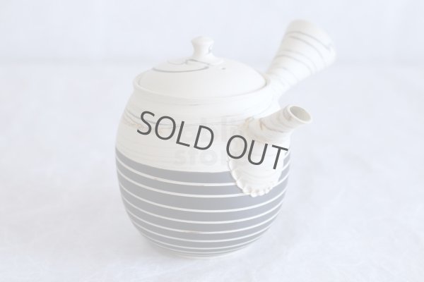 Photo5: Tokoname ware Japanese tea pot kyusu ceramic strainer YT Kenji black line 320ml