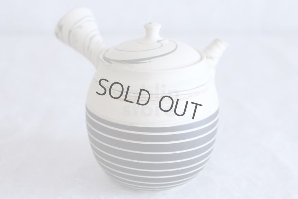 Photo9: Tokoname ware Japanese tea pot kyusu ceramic strainer YT Kenji black line 320ml