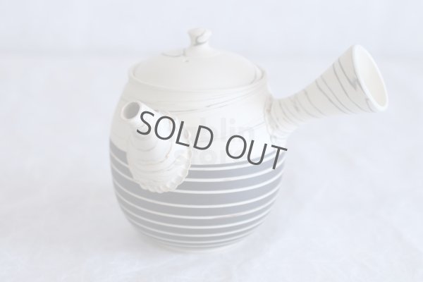 Photo6: Tokoname ware Japanese tea pot kyusu ceramic strainer YT Kenji black line 320ml