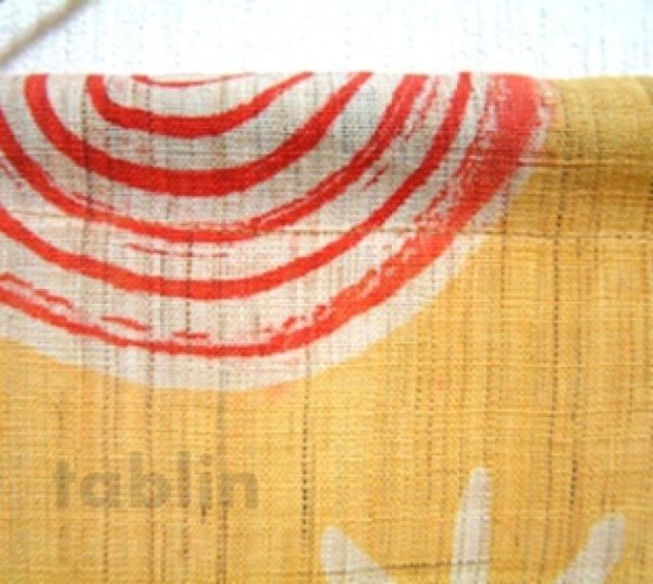 Photo2: Kyoto tapestry SB Japanese batik seal engraving letter - joy yellow 19 x 30cm