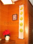 Photo3: Kyoto tapestry SB Japanese batik lunar phase ecru green/yellow 19 x 120cm (3)