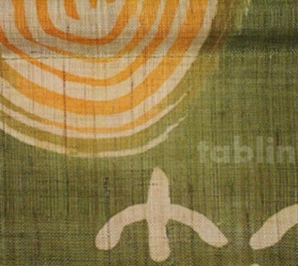 Photo2: Kyoto tapestry SB Japanese batik seal engraving letter - smile green 19 x 30cm