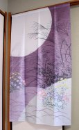 Photo2: Kyoto Noren MS Japanese door curtain Susuki and Moon purple 85 x 150cm (2)