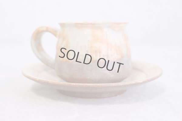 Photo11: Hagi ware Japanese pottery mug coffee cup asabeni kaku & saucer 210ml set of 2