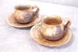 Photo1: Hagi ware Japanese pottery mug coffee cup asabeni kaku & saucer 210ml set of 2 (1)