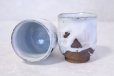 Photo3: Hagi ware Senryuzan climbing kiln Japanese tea cups madara white glaze set of 2 (3)