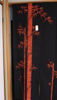 Photo5: Kyoto Noren SB Japanese batik door curtain Take Bamboo red/bl 85cm x 150cm