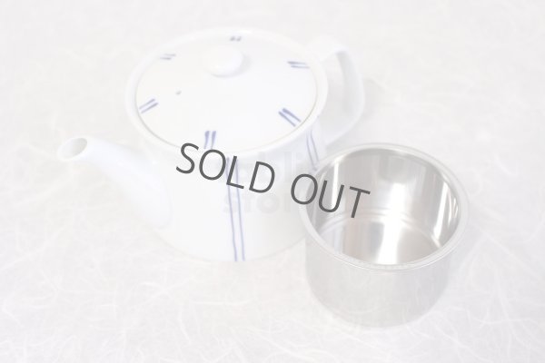 Photo10: Arita Porcelain Japanese tea pot stripe S type strainer blue 400ml