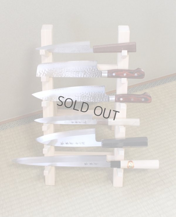 Photo3: Japanese wooden knife stand display holder tower rack for six knives