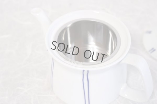 Photo7: Arita Porcelain Japanese tea pot stripe S type strainer blue 400ml